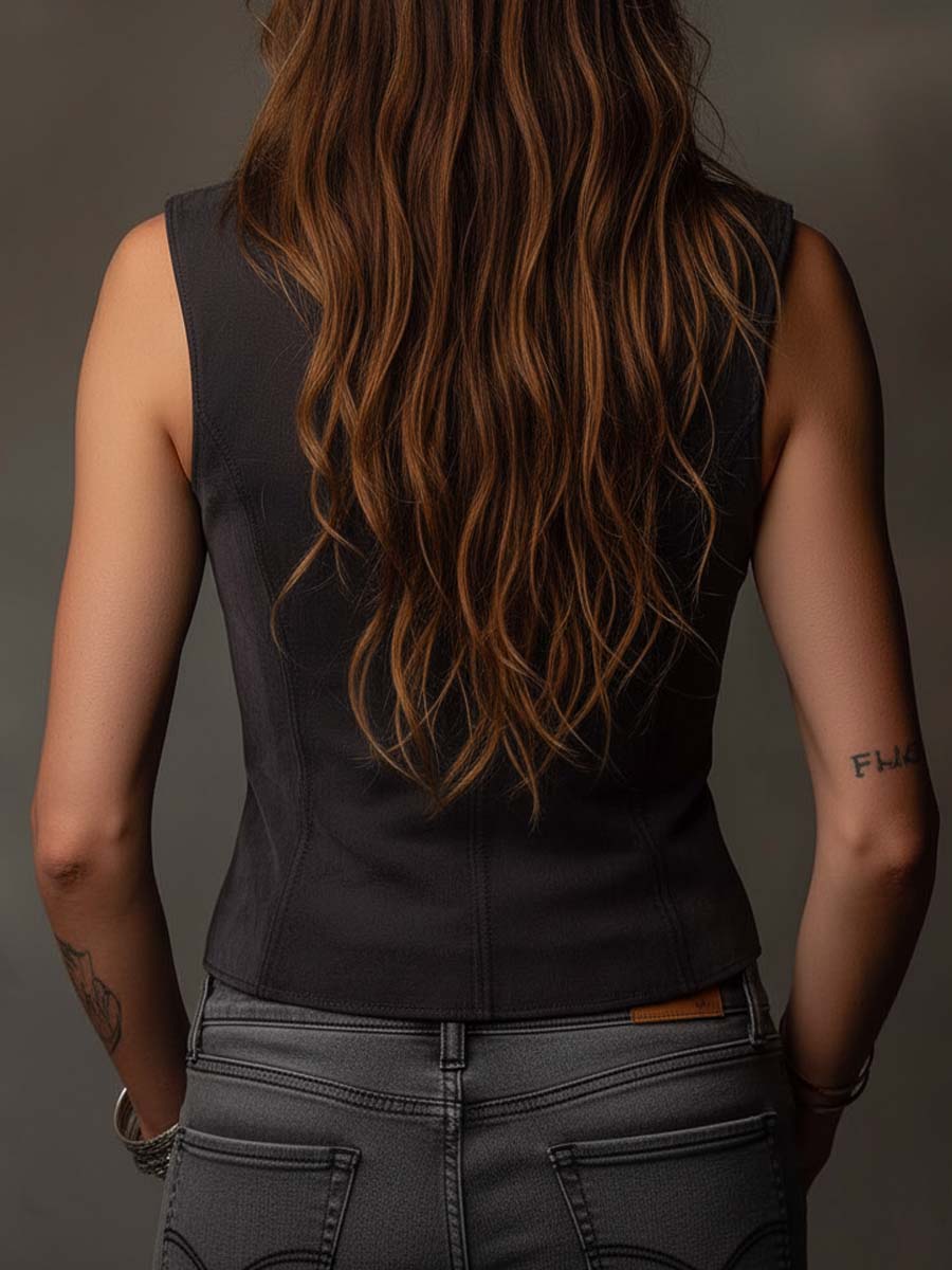 Bohemia Eco-Suede Patchwork Zip Vest - Image 3