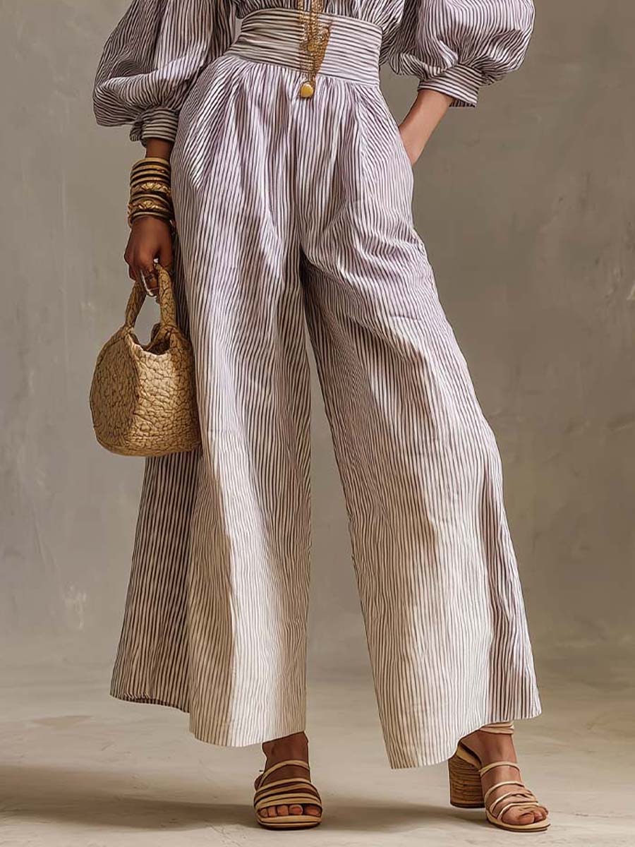 Bohemian Halter Off-Shoulder Puff Sleeve Wide-Leg Jumpsuit - Image 3