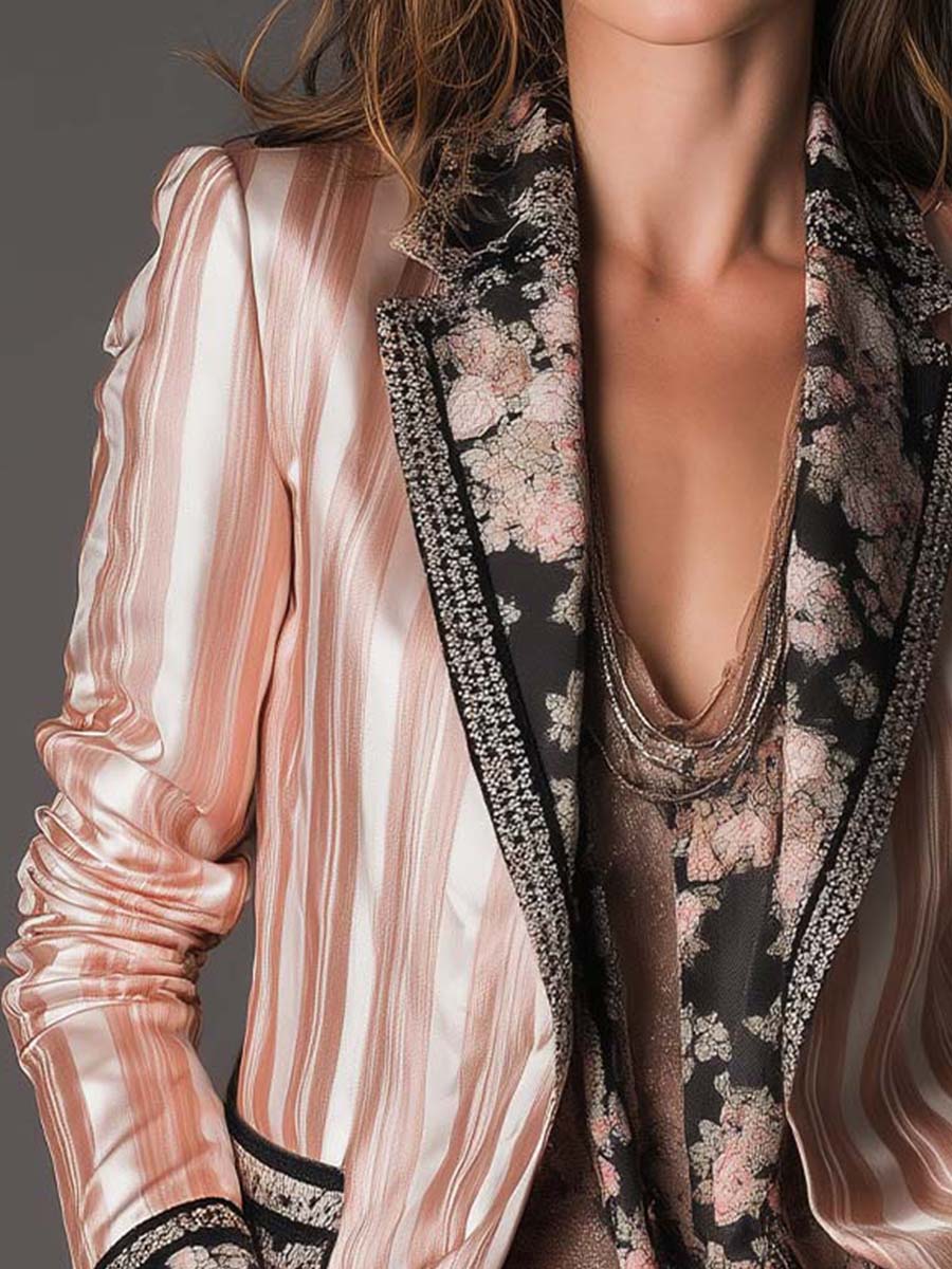 Bohemian Satin-Stripe Tailored Blazer - Image 2