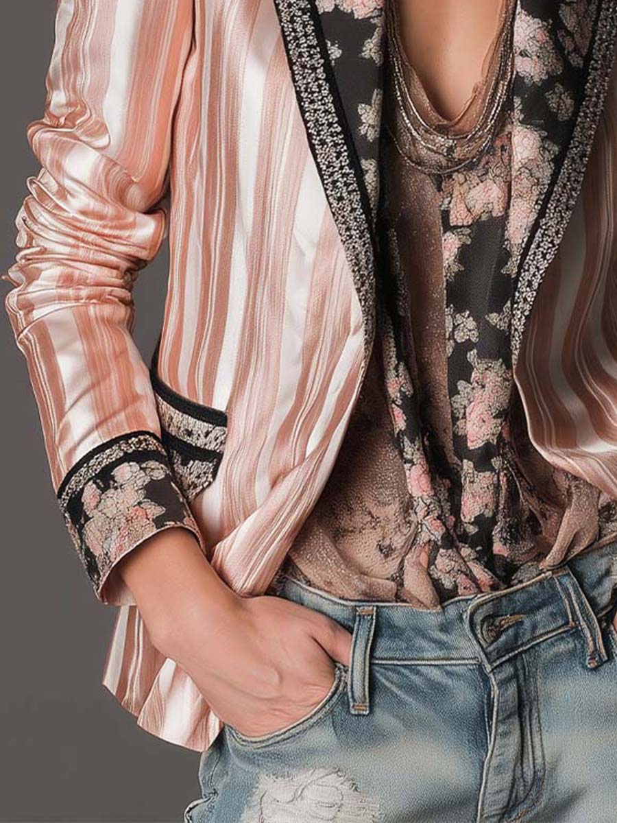 Bohemian Satin-Stripe Tailored Blazer - Image 4