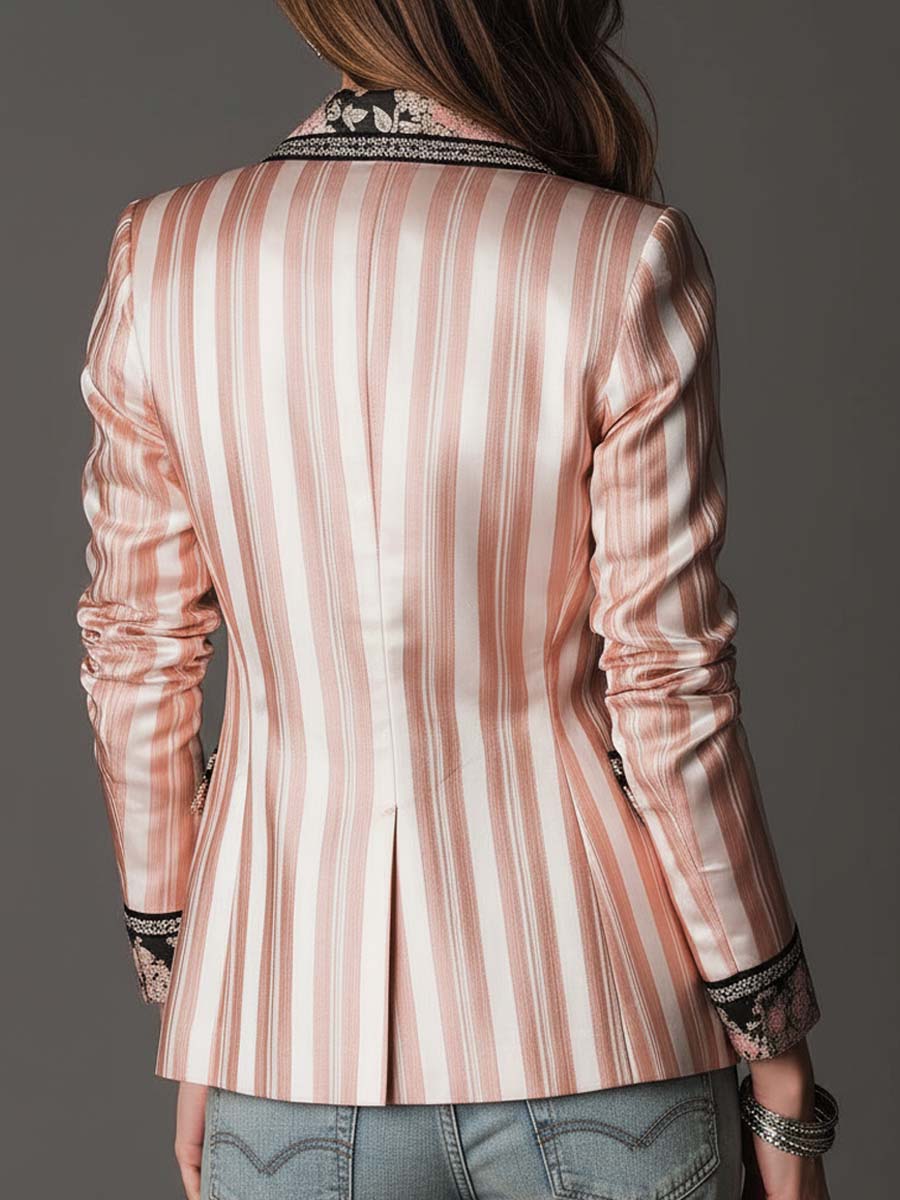 Bohemian Satin-Stripe Tailored Blazer - Image 5