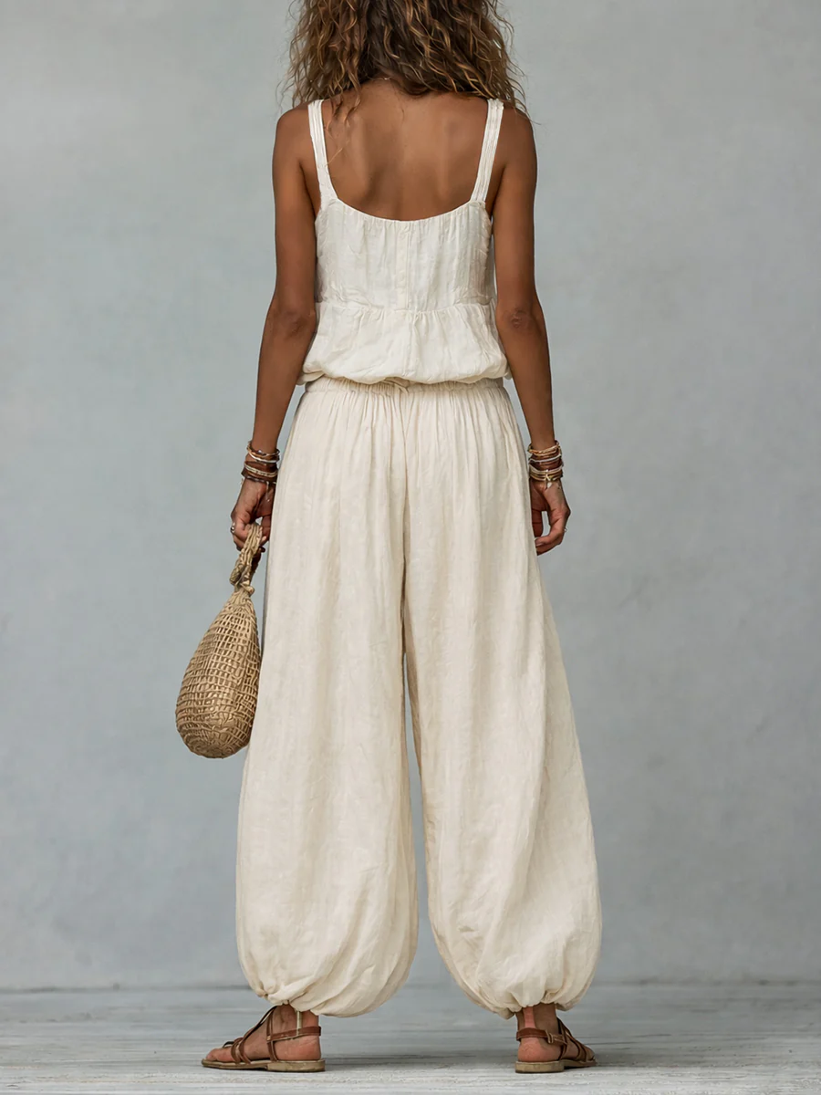 Boho Embroidered Vest & Balloon Pants Set - Image 3