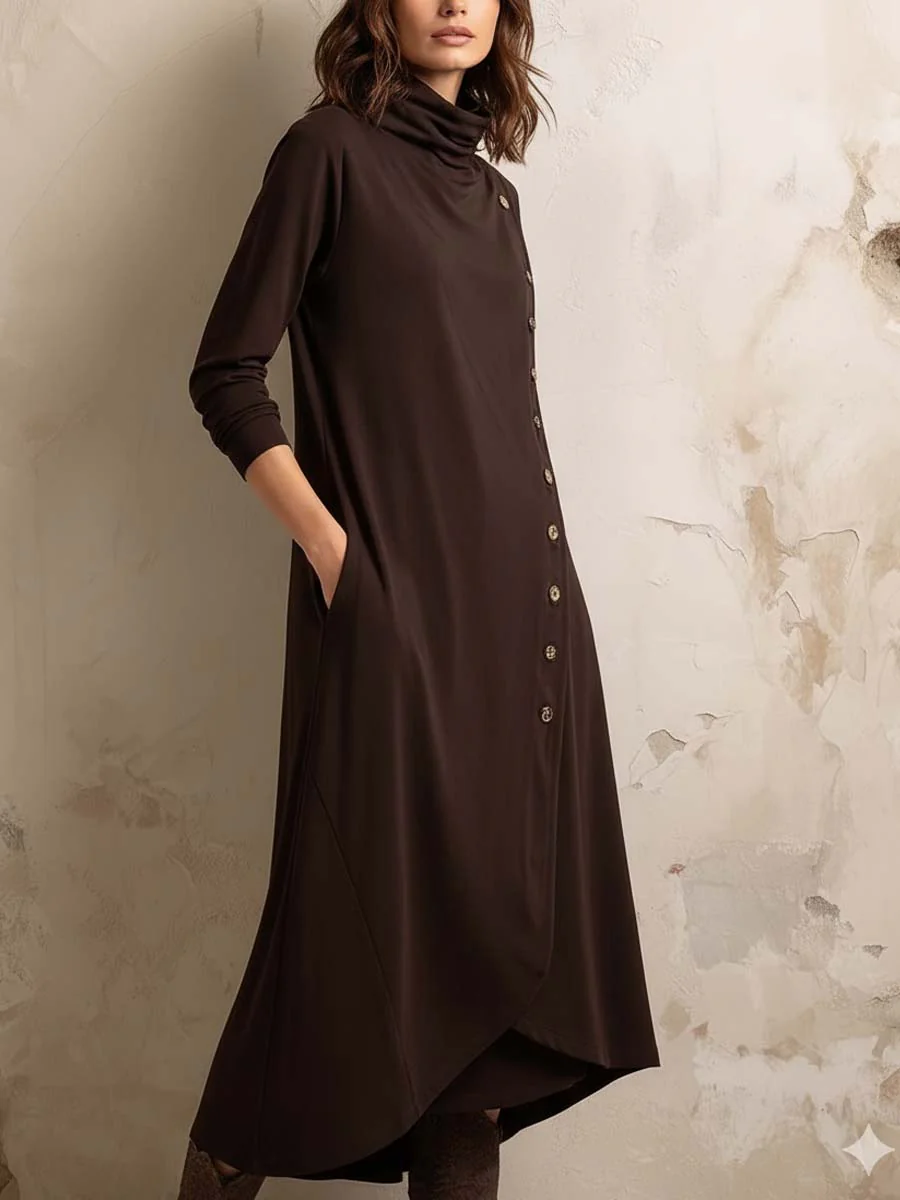 Boho-Inspired Midi Dress With Side Button Placket - Image 3