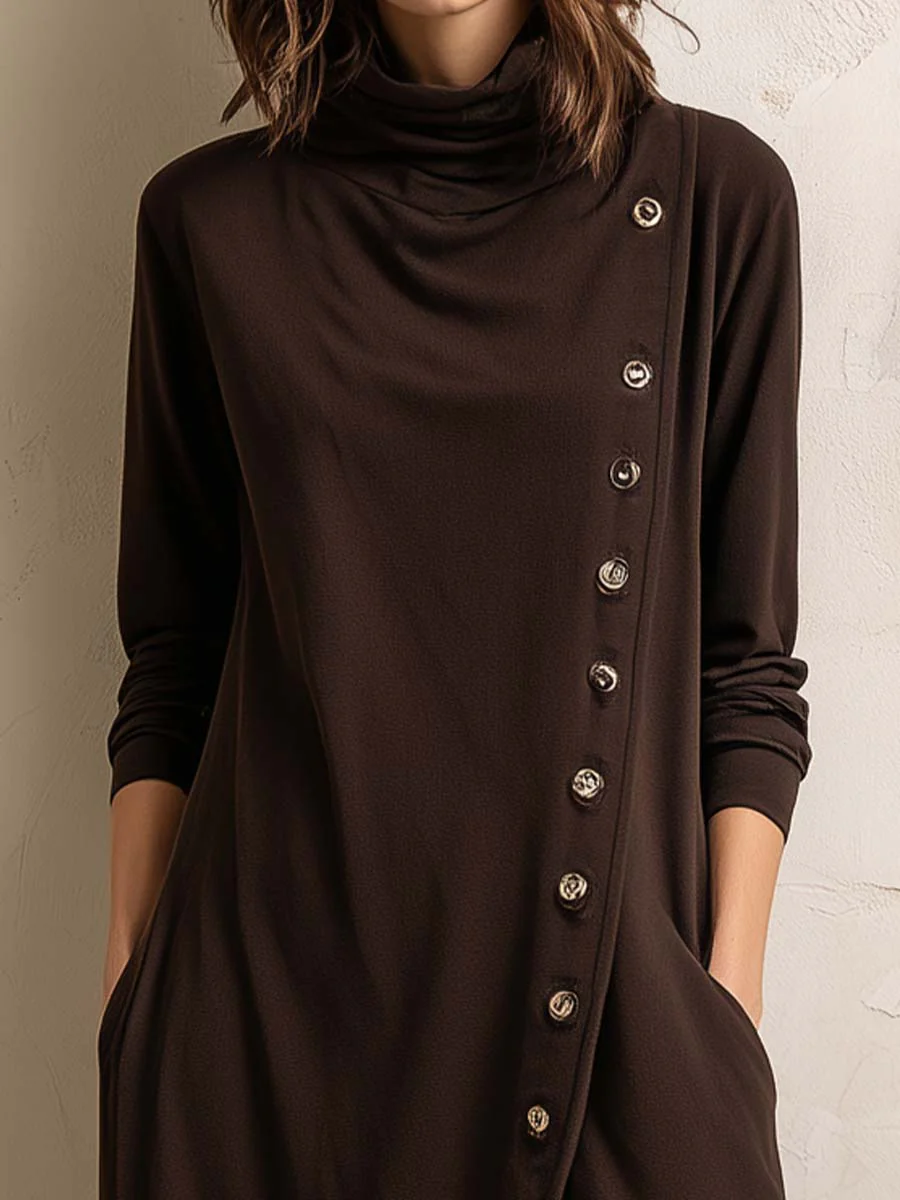Boho-Inspired Midi Dress With Side Button Placket - Image 4