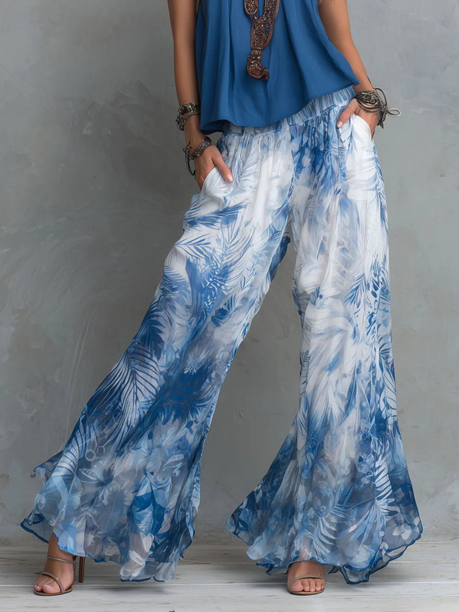 Boho Ocean Mist Tropical Breeze Wide-Leg Pants Set - Image 3