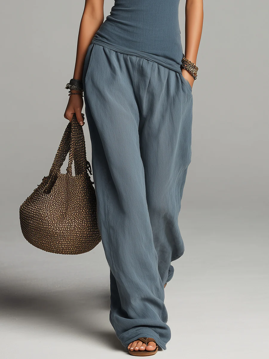 Classic Washed Tank Top & Straight-Leg Pants Set - Image 3