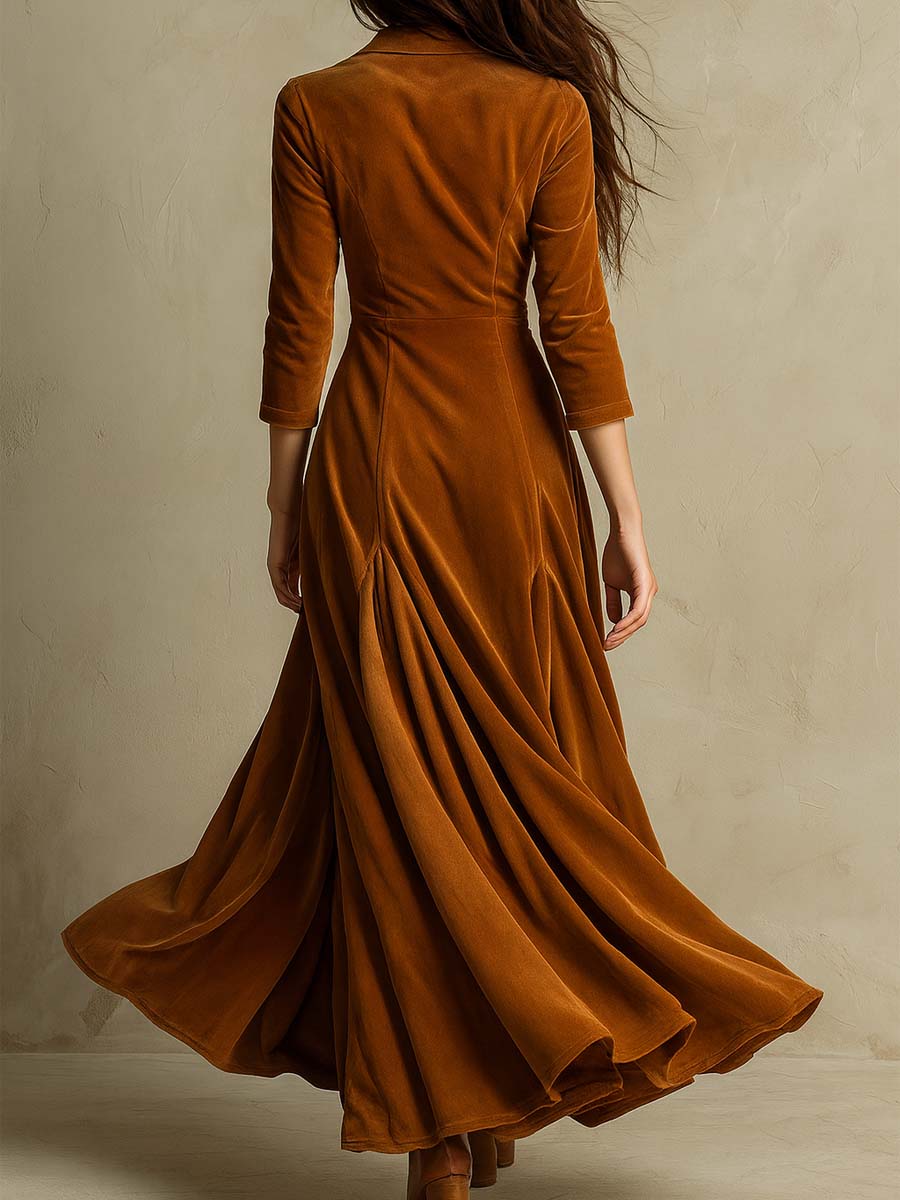 Elegant 70s Style Blazer Style Velvet Dress - Image 6