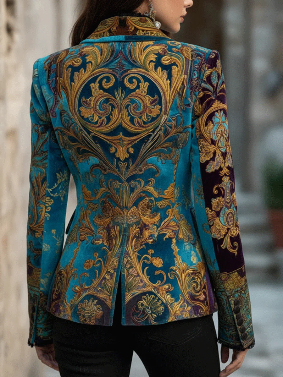 Luxury Bohemian Baroque Velvet Tailored Blazer - Image 2
