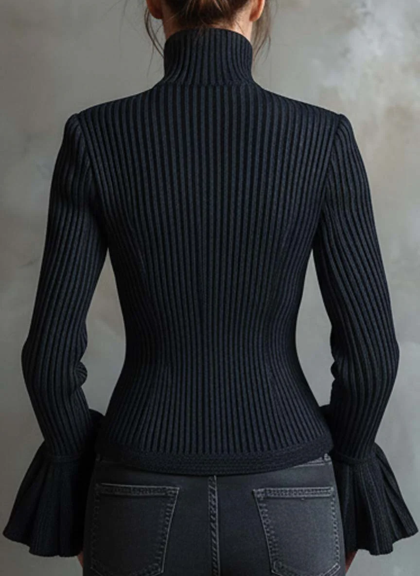 Midnight Sparkle Ribbed Knit Jacket - Image 7