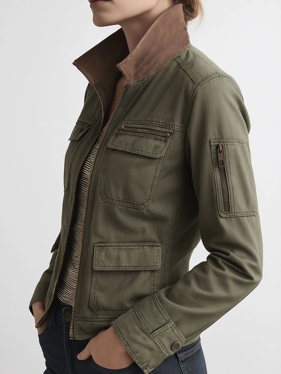 Outerdoor Utility Pocket Olive Green Cargo Jacket - Image 5