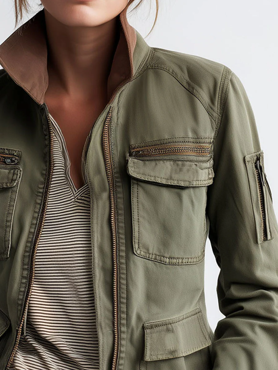 Outerdoor Utility Pocket Olive Green Cargo Jacket - Image 8