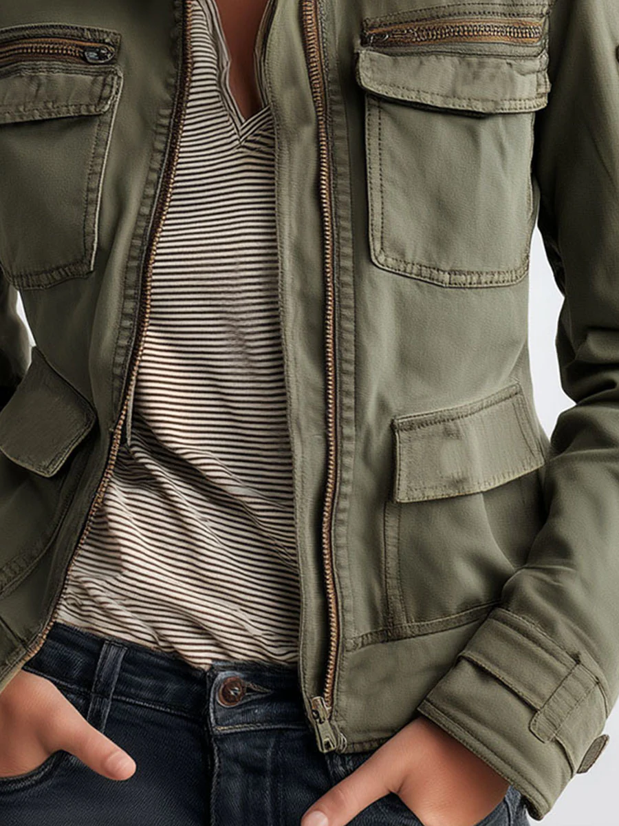 Outerdoor Utility Pocket Olive Green Cargo Jacket - Image 9