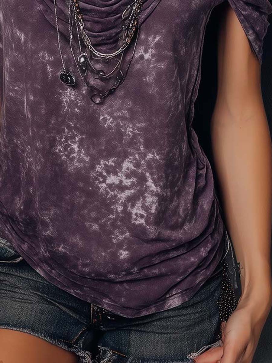 Retro Bohemian Tie-Dye Print Shoulder Strap Top - Image 3