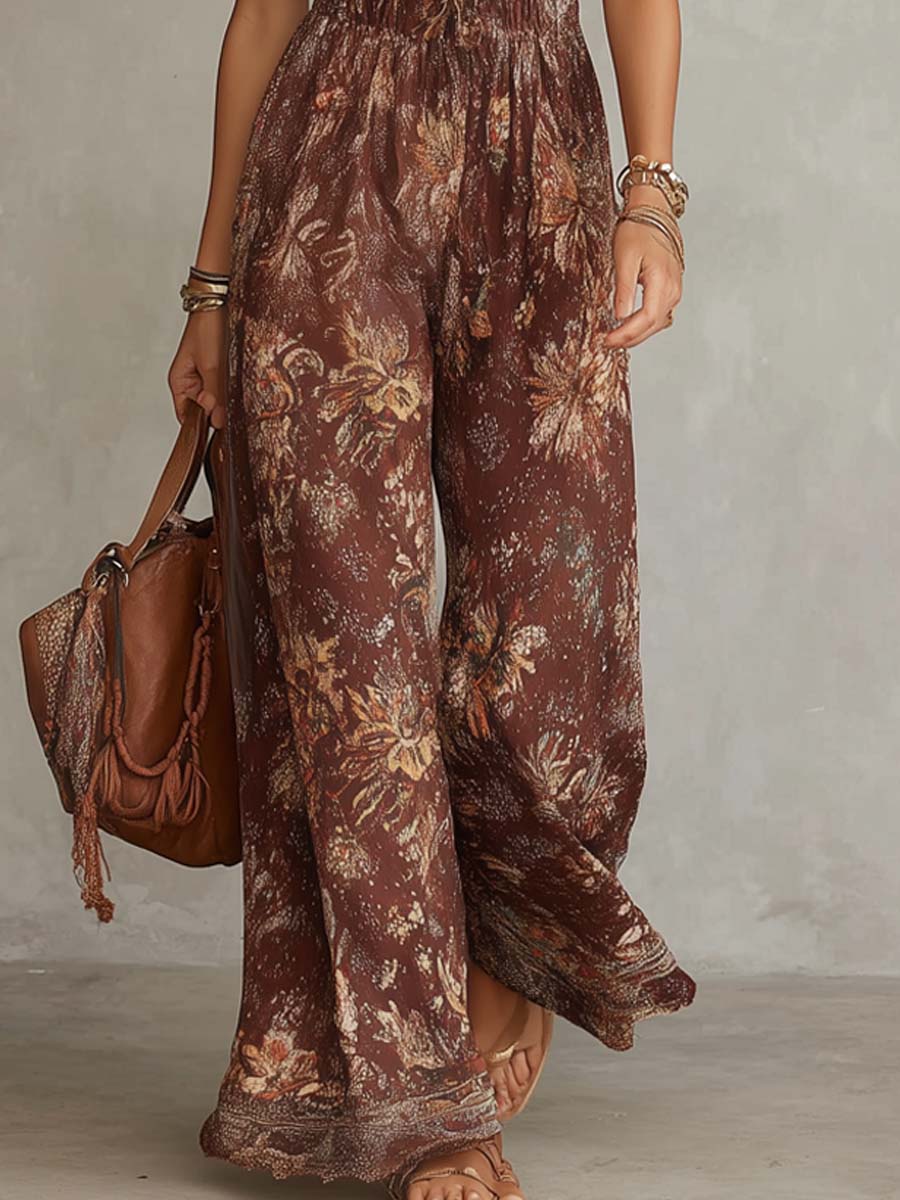 Retro Boho Floral-Print Jumpsuit - Image 3