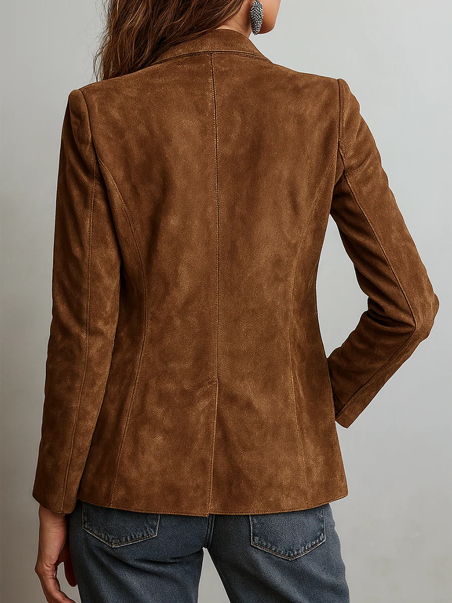 Retro Contrast Stitching Eco-friendly Suede Jacket - Image 2
