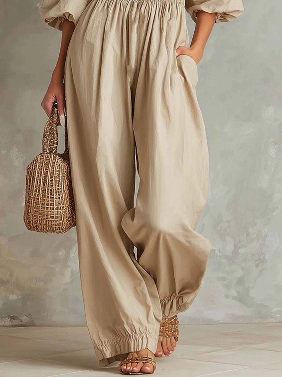 Retro Off-Shoulder Cotton-Linen Jumpsuit - Image 2