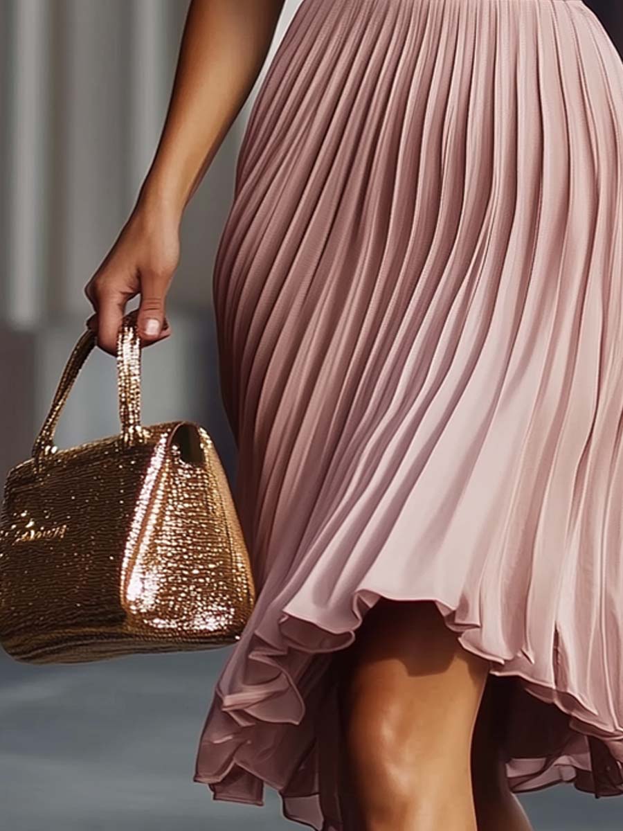 Pleated Texture Sleeveless Midi Dress - Image 5
