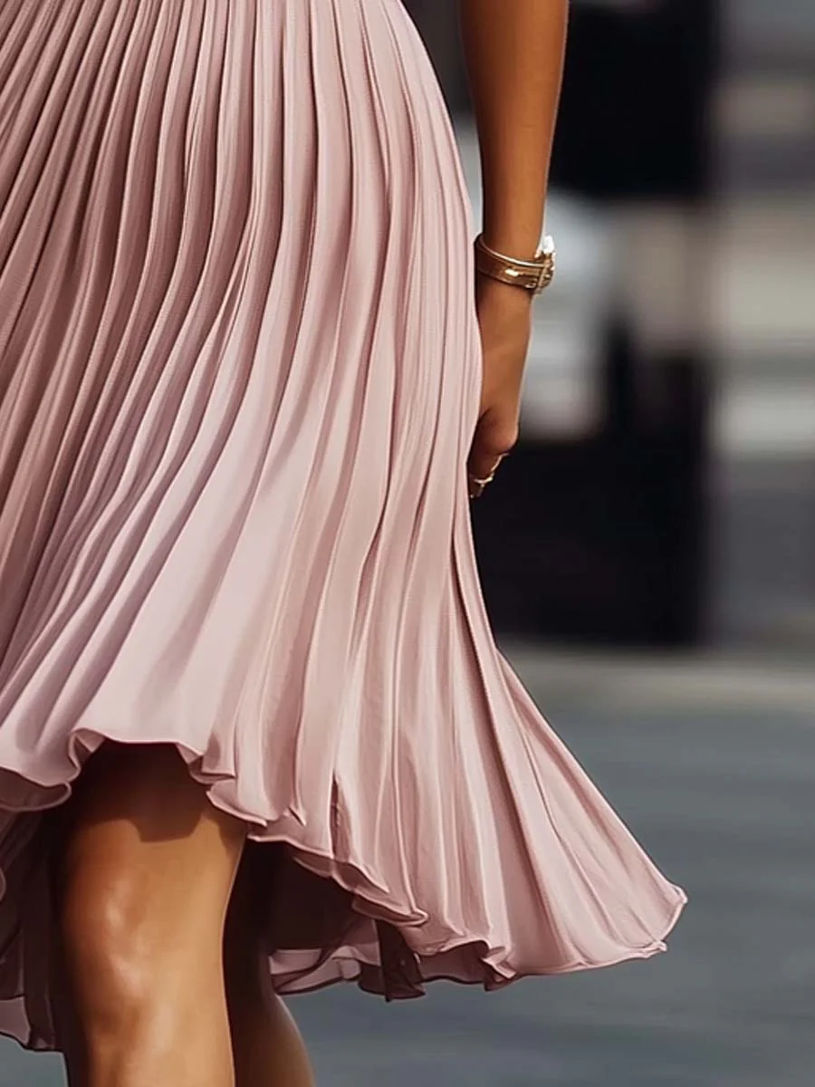 Pleated Texture Sleeveless Midi Dress - Image 6