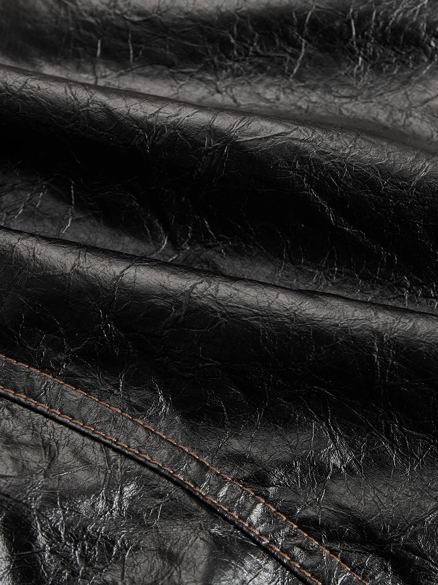 Retro Stand Collar Metal Button Pu Jacket - Image 5