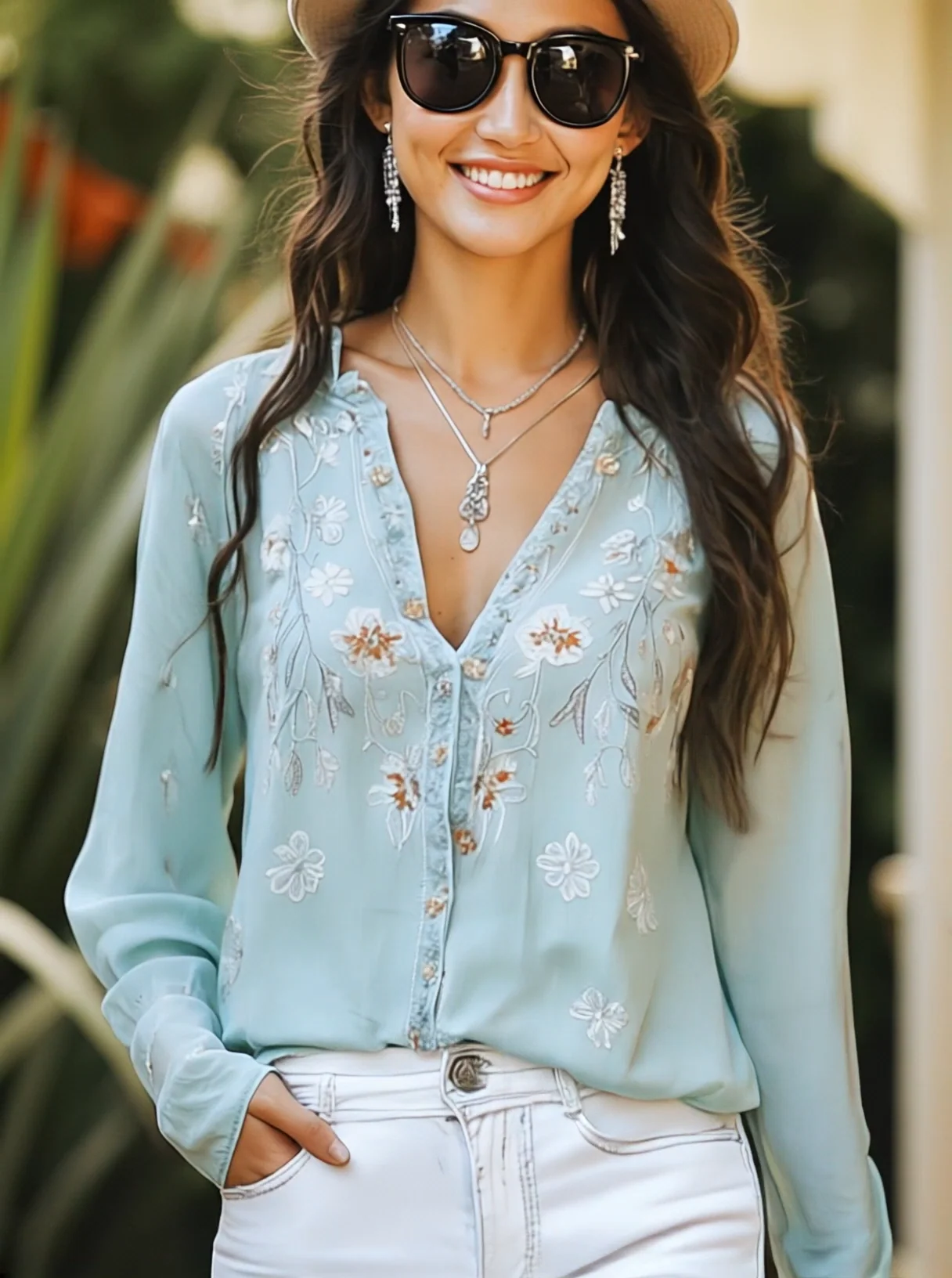Soft And Casual Bohemian Style Embroidered Shirt - Image 2