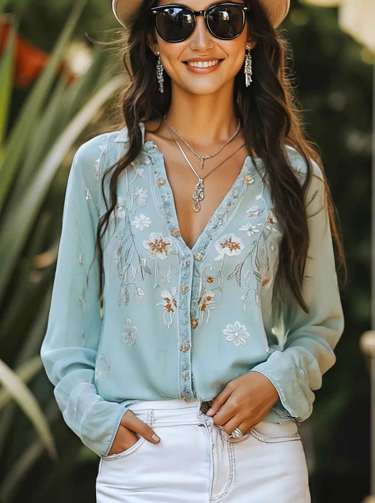 Soft And Casual Bohemian Style Embroidered Shirt - Image 3