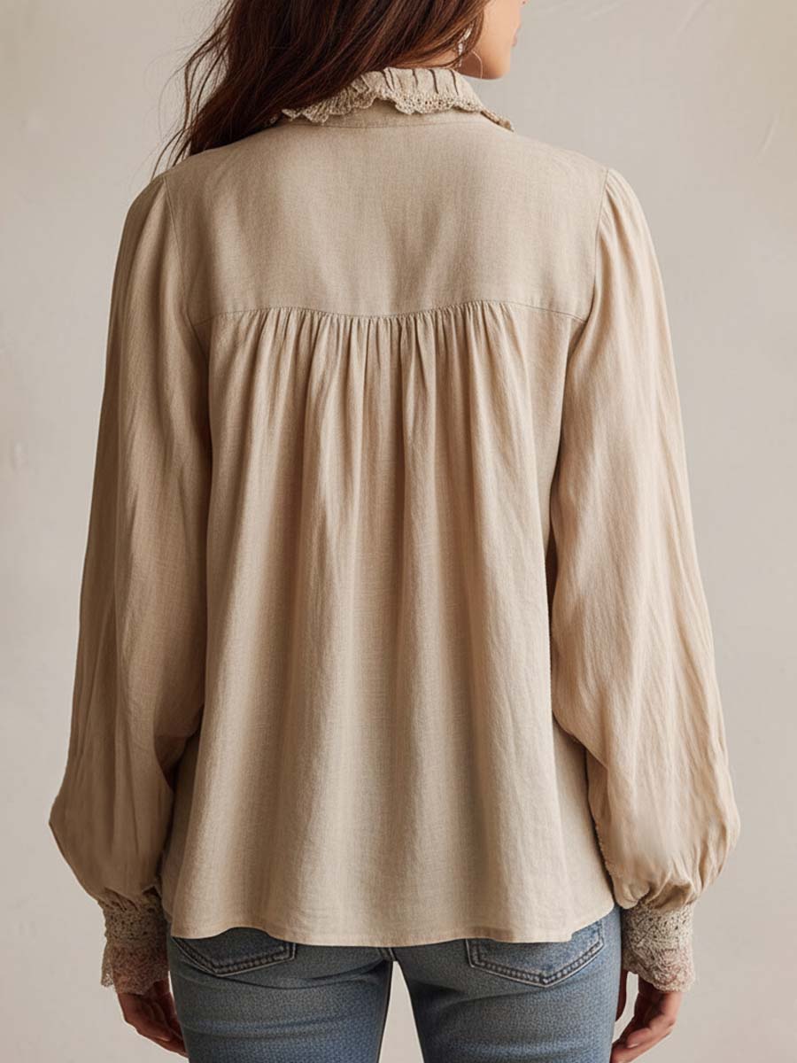 Victorian Ruffle Lace Zip Blouse - Image 3