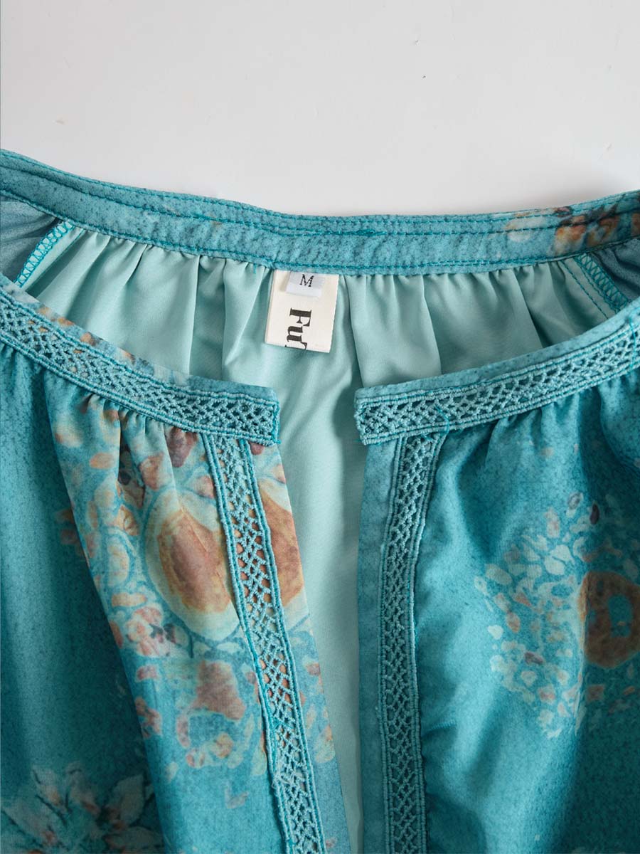 Vintage Ethnic Style Trim Floral Lace Blouse - Image 3