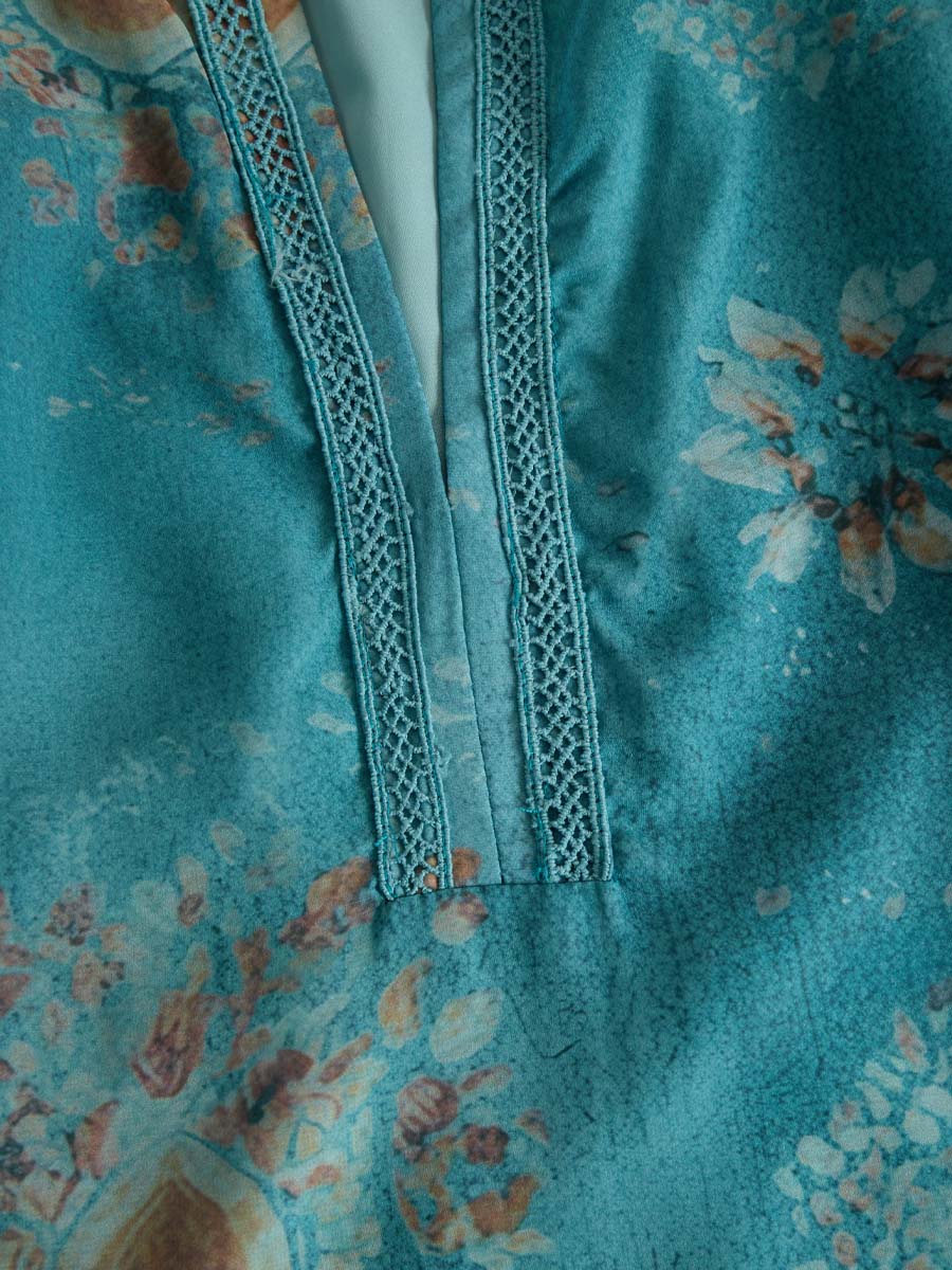 Vintage Ethnic Style Trim Floral Lace Blouse - Image 4