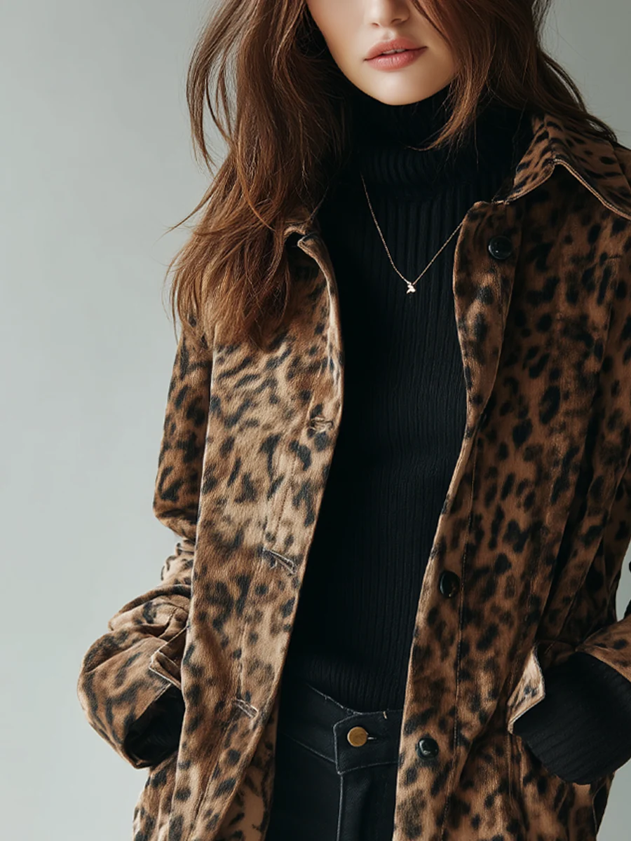 Vintage Leopard Print Eco-suede Jacket - Image 5