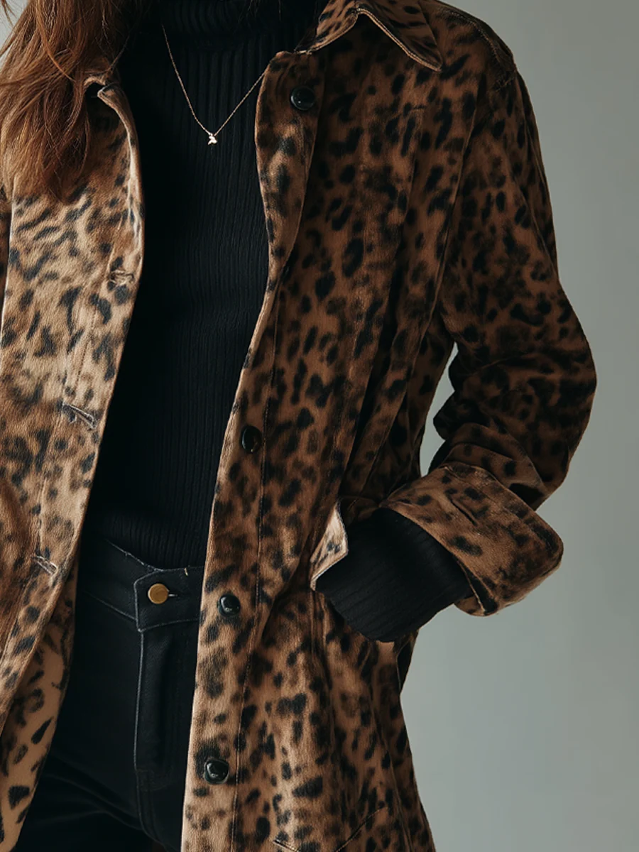 Vintage Leopard Print Eco-suede Jacket - Image 6