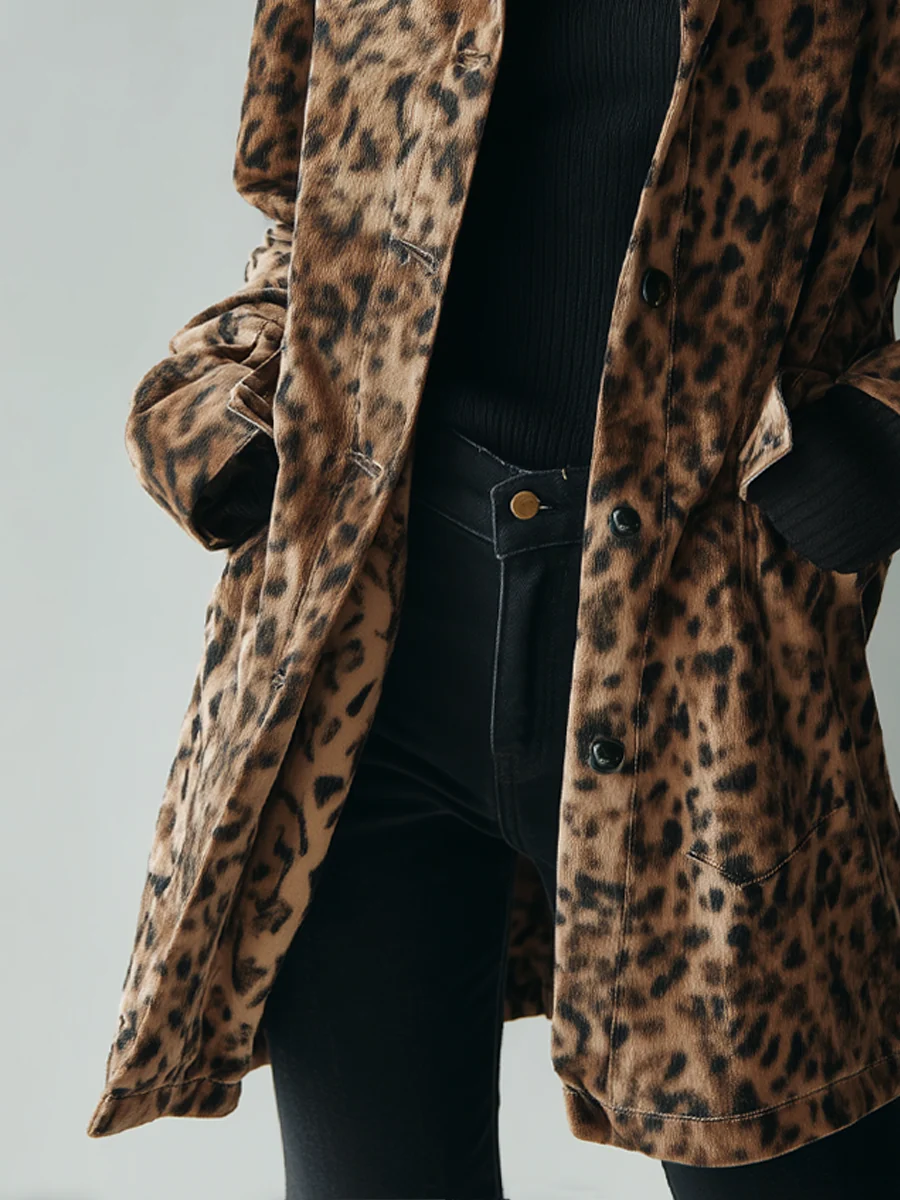 Vintage Leopard Print Eco-suede Jacket - Image 7