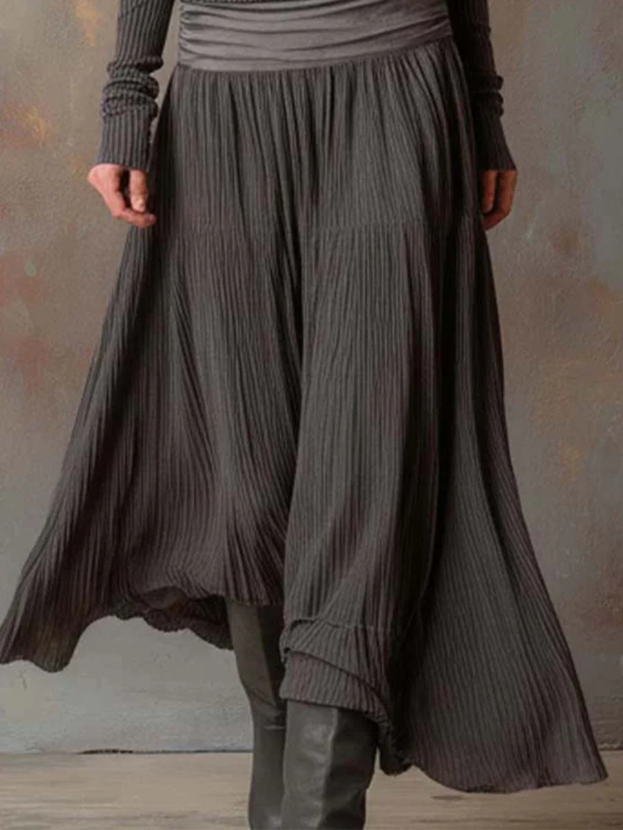 Vintage Ribbed Knit Maxi Dress In Charcoal Gray - Image 10