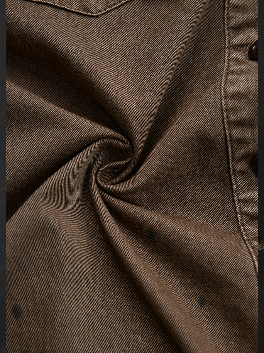 Vintage Washed Taupe Western Slim Fit Button-Down Shirt - Image 4