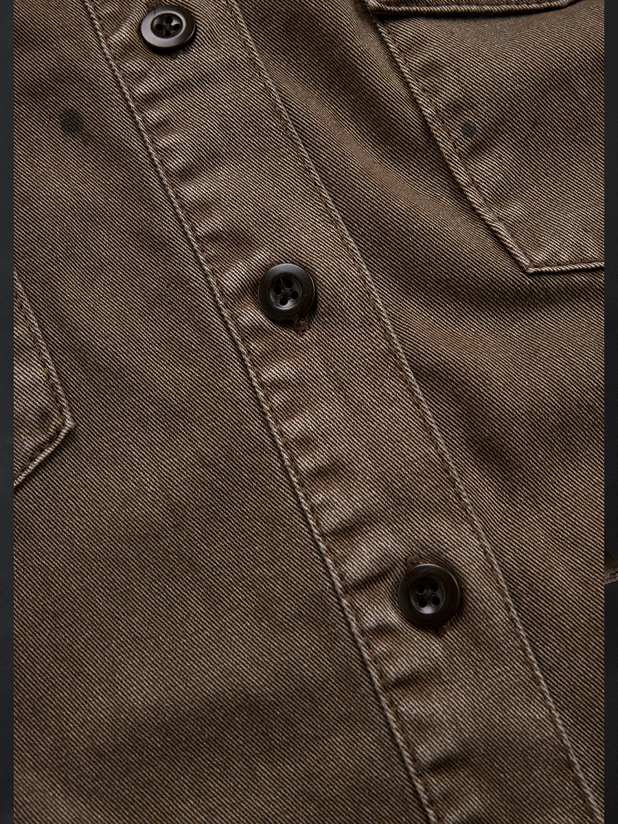 Vintage Washed Taupe Western Slim Fit Button-Down Shirt - Image 5