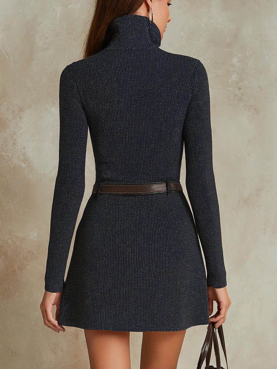Vintage Zipper Pocket Knitted Mini Dress - Image 3