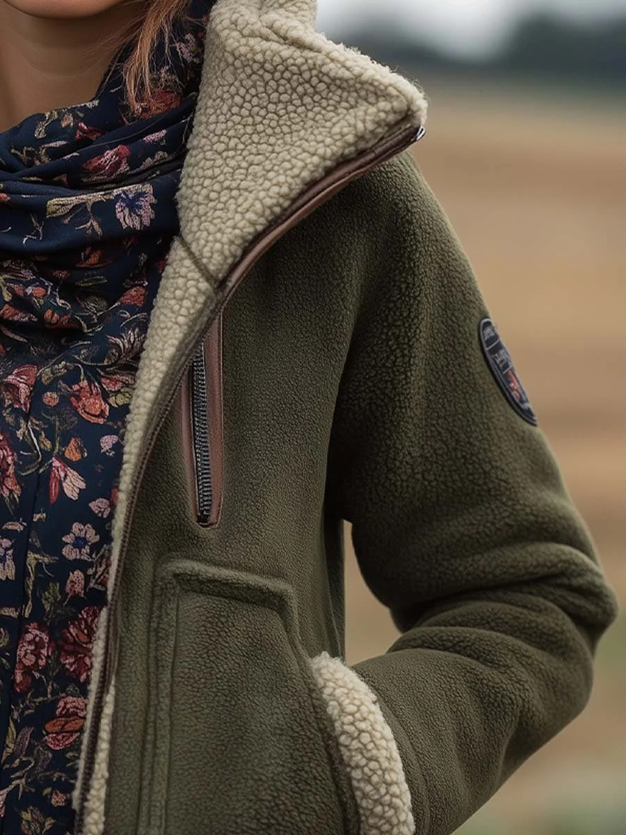 Women's Vintage Turtleneck Sherpa Jacket - Image 3