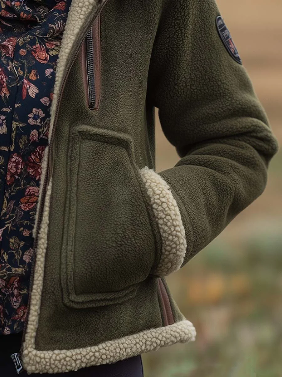Women's Vintage Turtleneck Sherpa Jacket - Image 5
